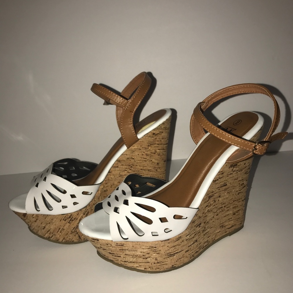 White Cork Wedges - Size 9